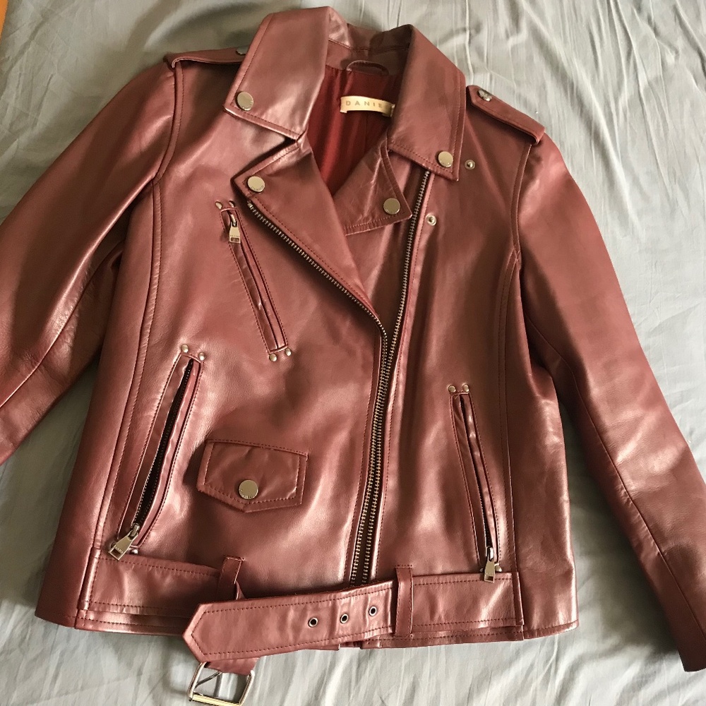 Danier calfskin leather moto jacket